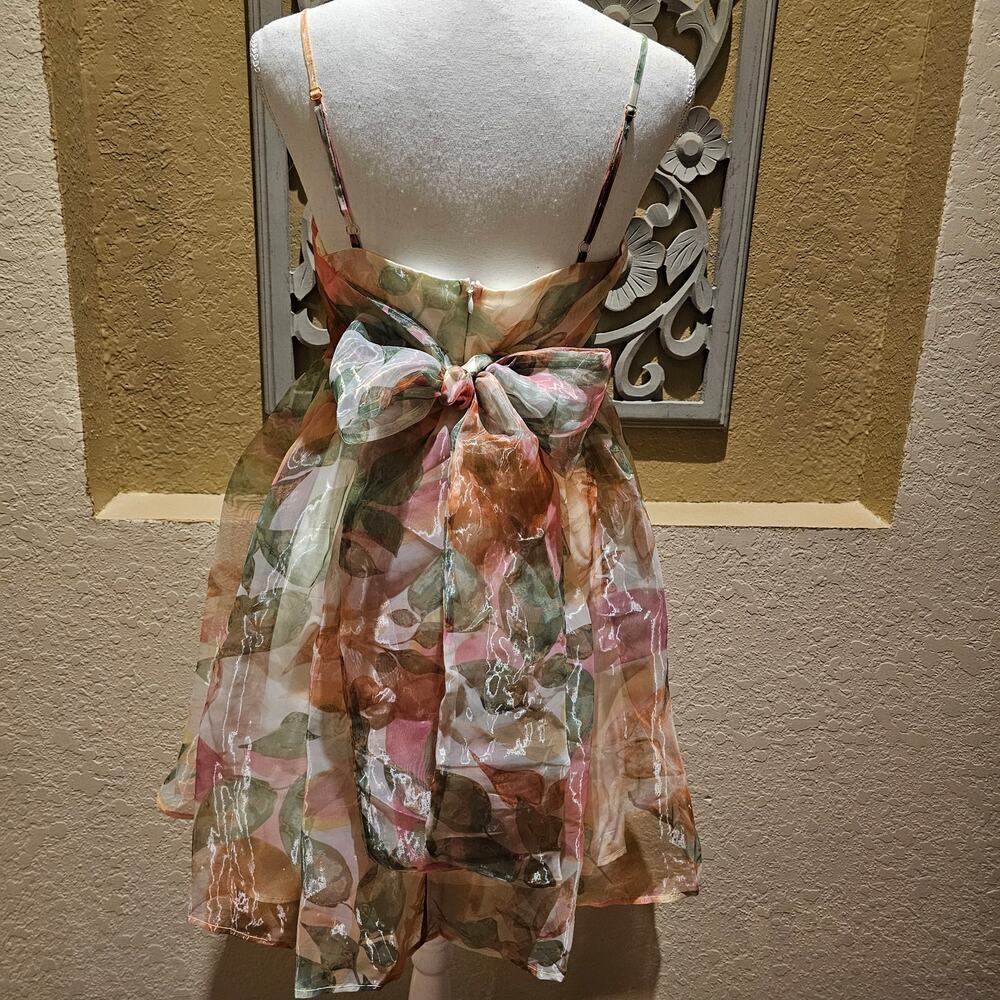 Aura S Organza Floral Sundress Cottagecore Academia Wedding Party Guest Dress - Picture 4 of 14